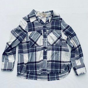 Cloth & Stone Girl's Plaid Button Shirt  Blue/White